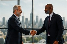 Two senior business leaders forming a strategic partnership